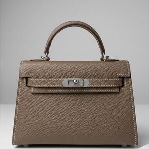 19CM Epsom Leather Top Handle Mini Bag - Elephant